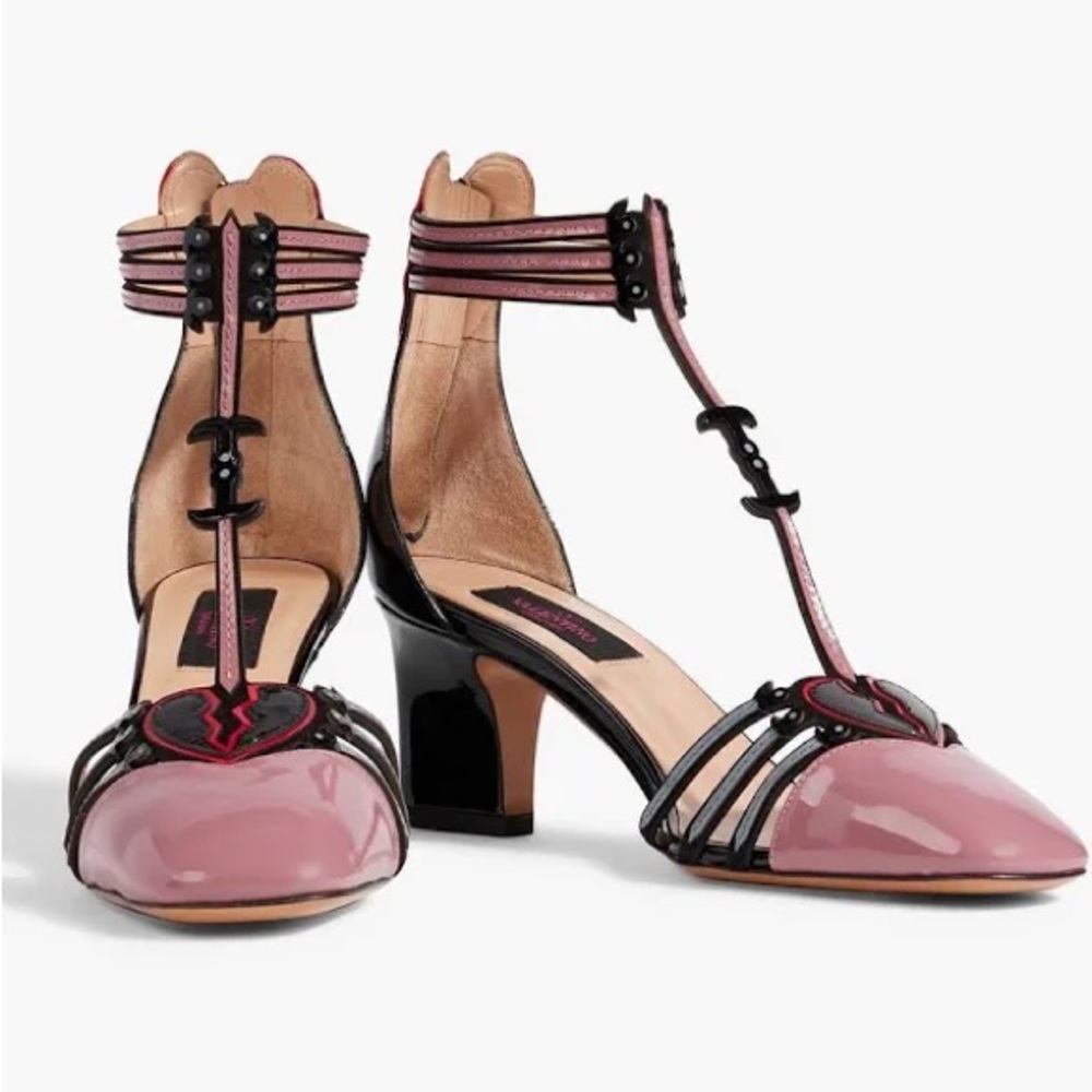 Valentino Garavani Broken Hearts Heeled Shoes size 37 Pink/Red/Black